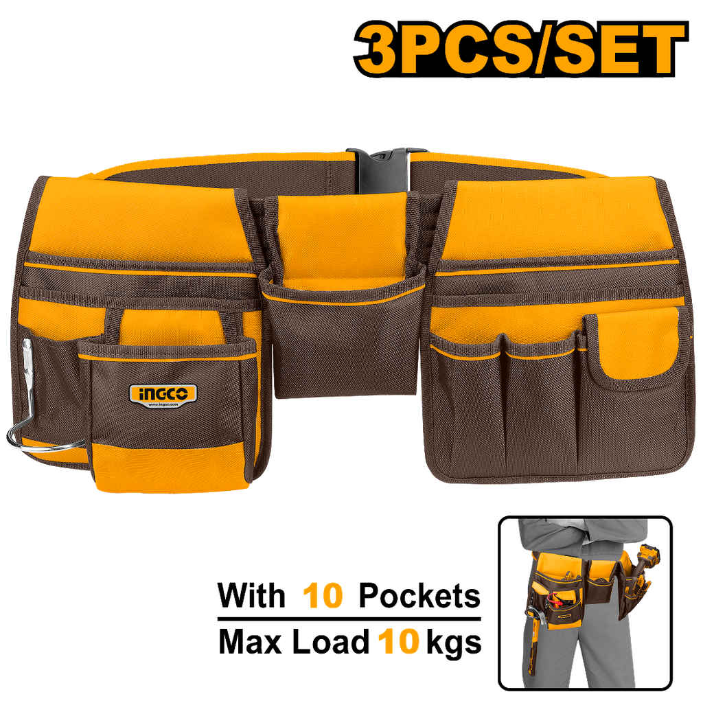 INGCO POCHETTE 3 PCS A OUTILS AVEC CEINTURE 