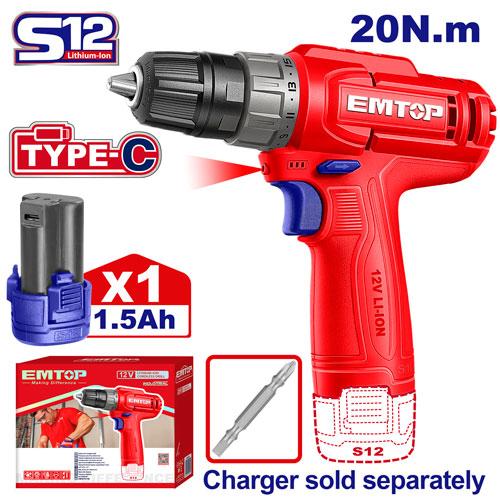 EMTOP VISSEUSE 12V 20NM + BATTERIE 1,5AH 