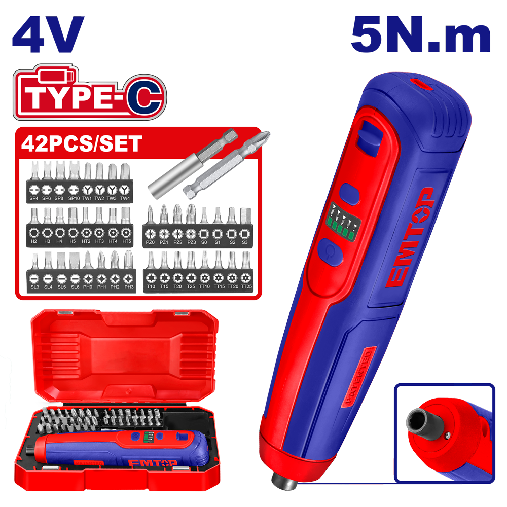 EMTOP TOURNEVIS SANS FIL 4V 5Nm - TYPE C [ECSR0406]