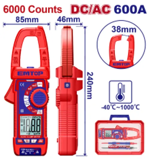 EMTOP PINCE AMPÈREMÉTRIQUE DC/AC - 600A 
