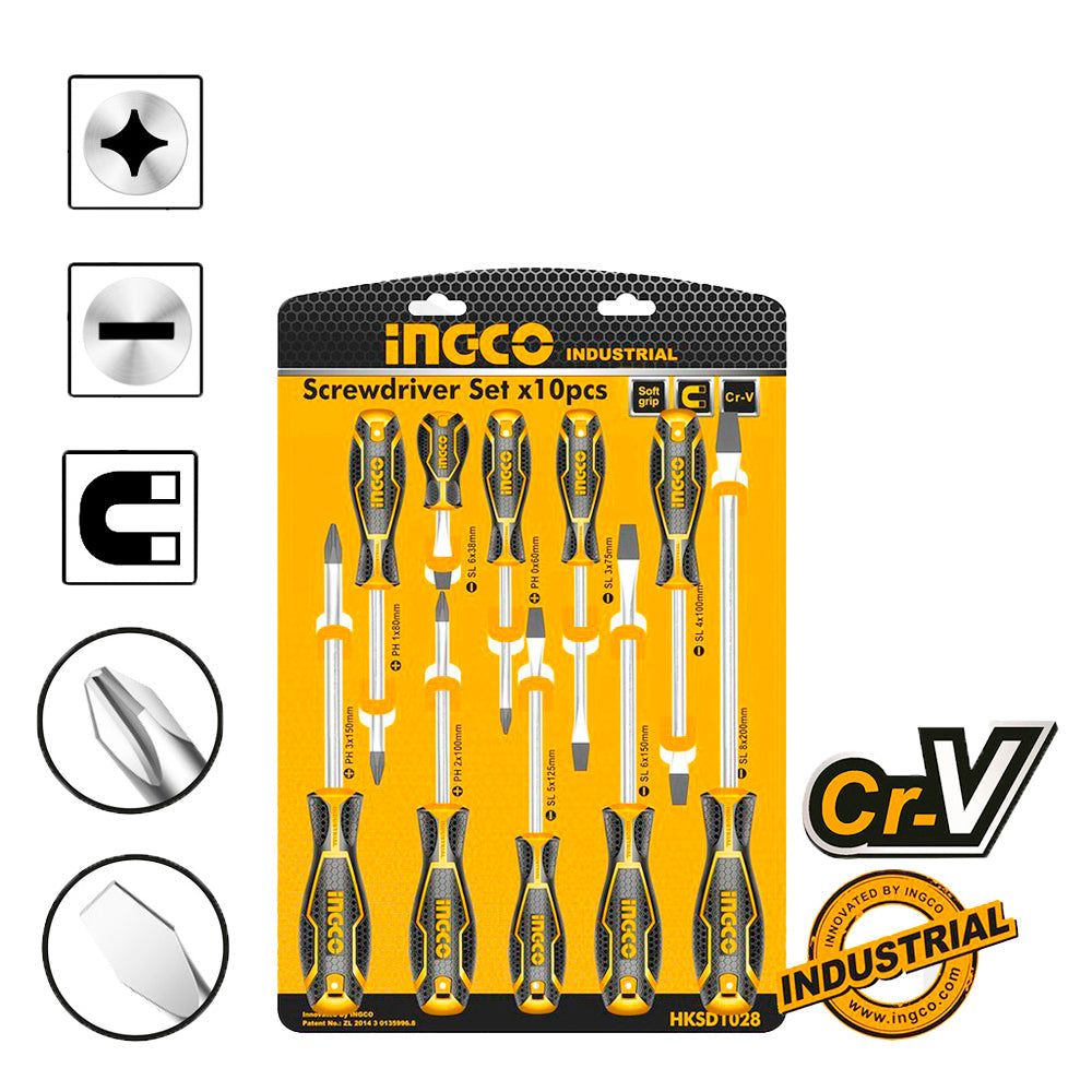 INGCO SET DE 10 TOURNEVIS  [HKSD1028]