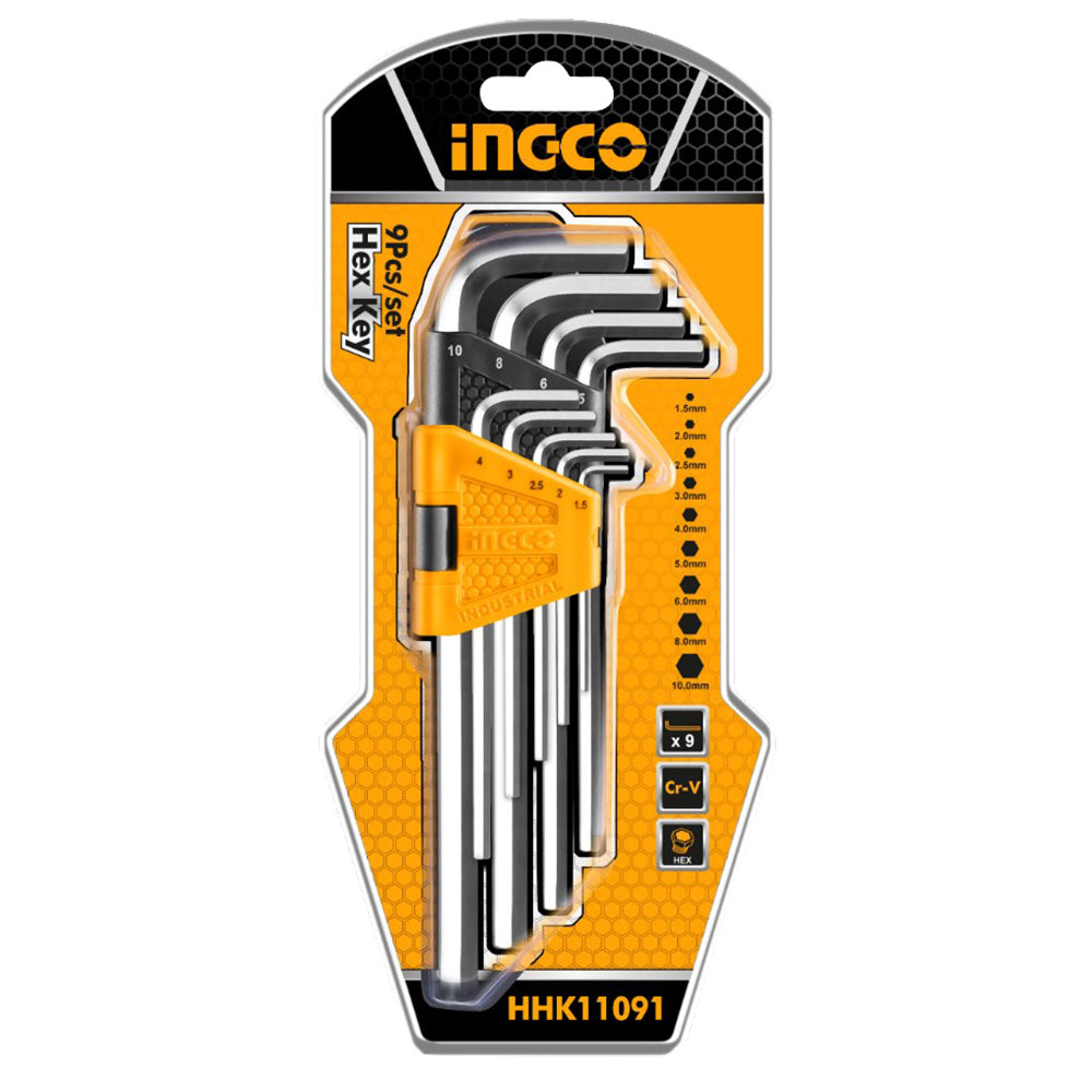 INGCO CLES HEX  SET DE 9 PIECES 1.5-10MM [HHK11091]
