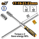 [HRCW40231] INGCO CLE A BEQUILLE 400MM 4 DOUILLES:17MM 19MM 21M  
