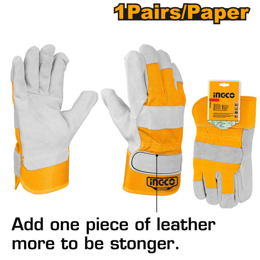 INGCO GANTS EN CUIR DE VEAU RETOURNE GANTS EN CUIR  [HGVC01]
