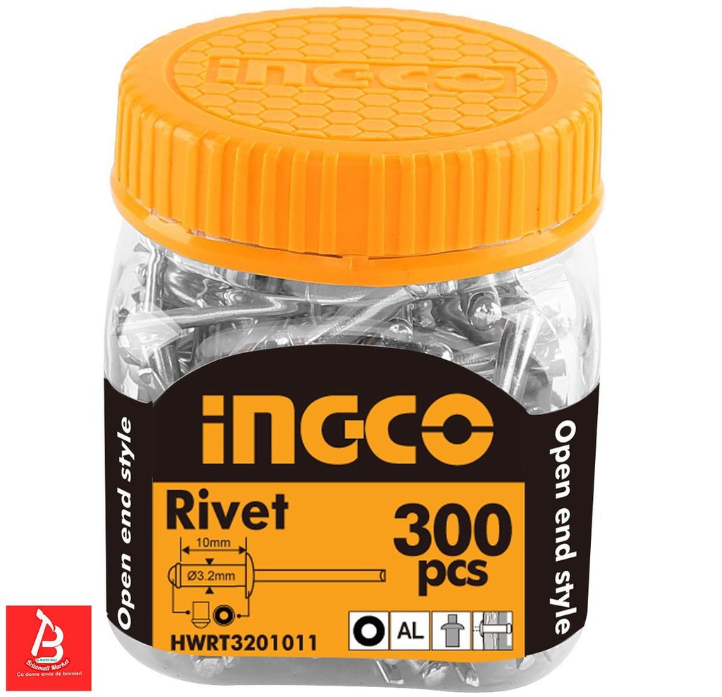 INGCO RIVET 3.2X10MM BOITE DE 300 PIECES  [HWRT3201011]