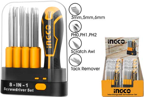 INGCO SET DE TOURNEVIS INTERCHANGEABLES 9 PCS    