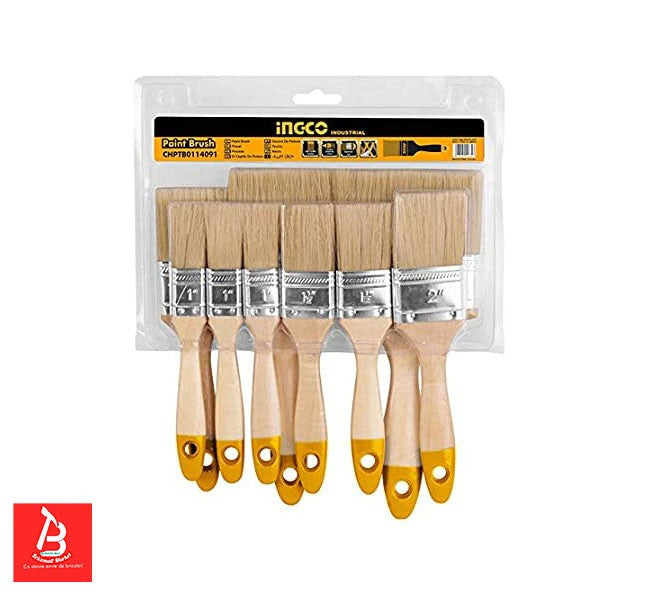 INGCO SET DE 9 PINCEAUX EN BOIS  