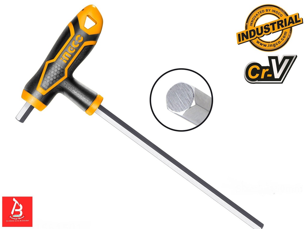 INGCO CLE HEXAGONALE A POIGNEE EN T 5X150MM  