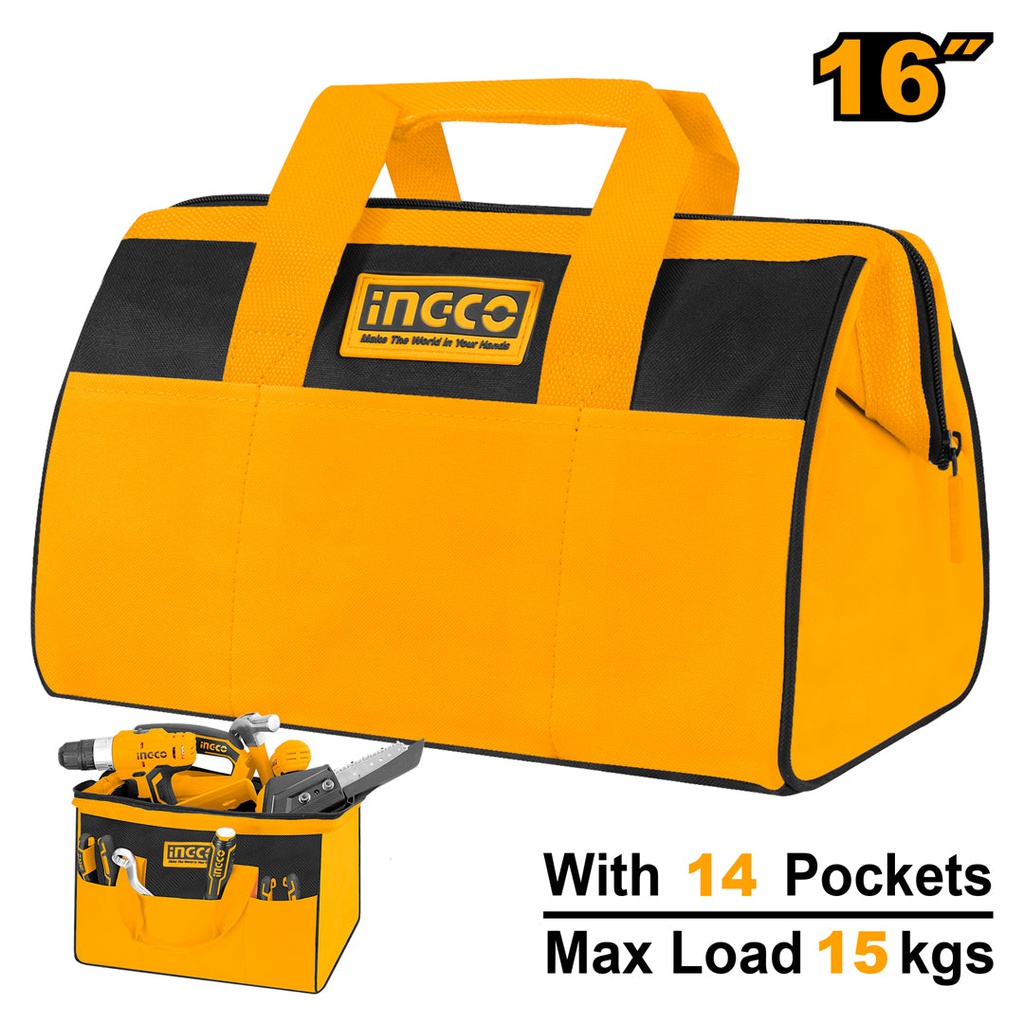 INGCO SAC A OUTILS RIGIDE, POCHES INTERNES ET EXTERNES   [HTBG28161]
