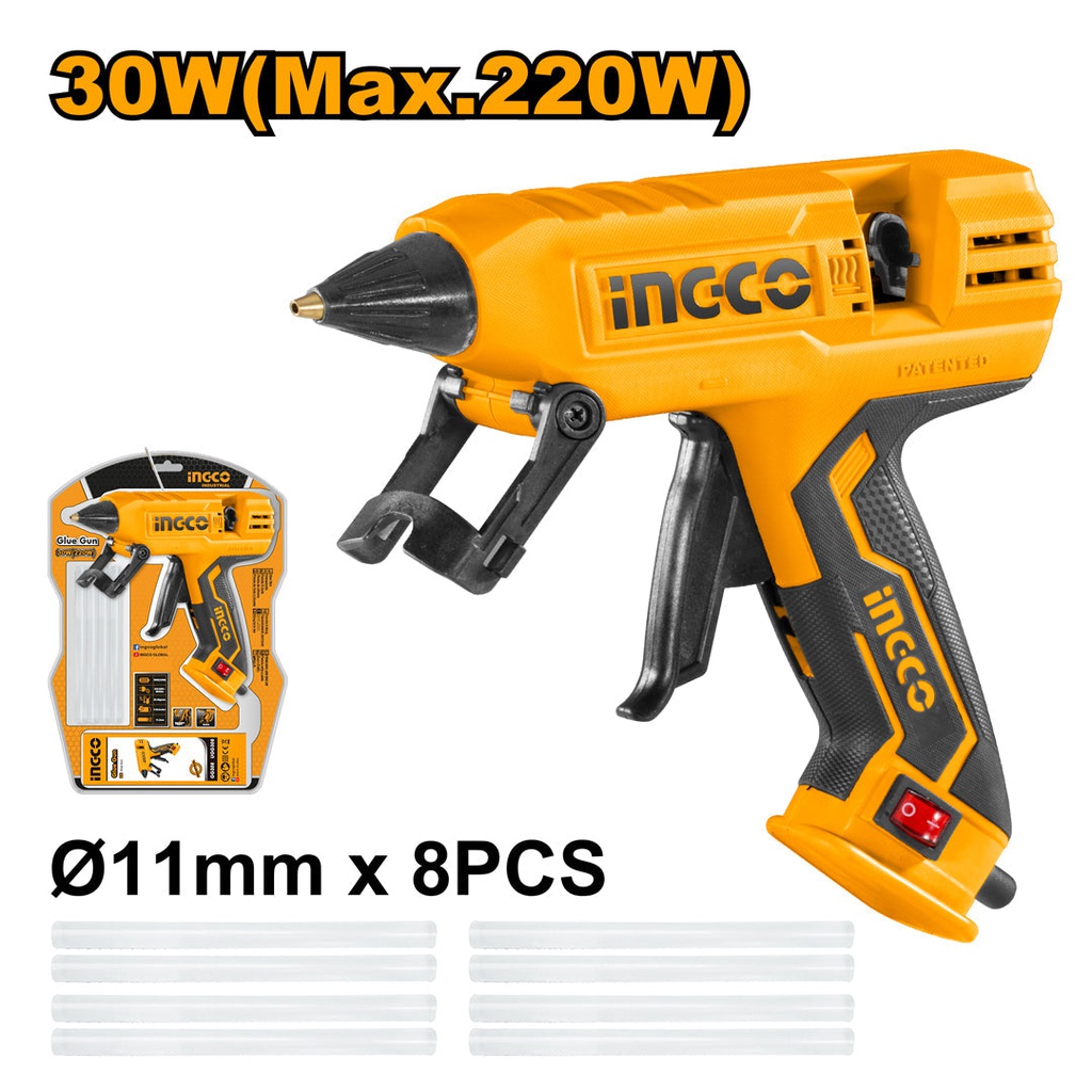 INGCO PISTOLET A COLLE 30W(220W) + 8 BATONNETS DE COLLE   