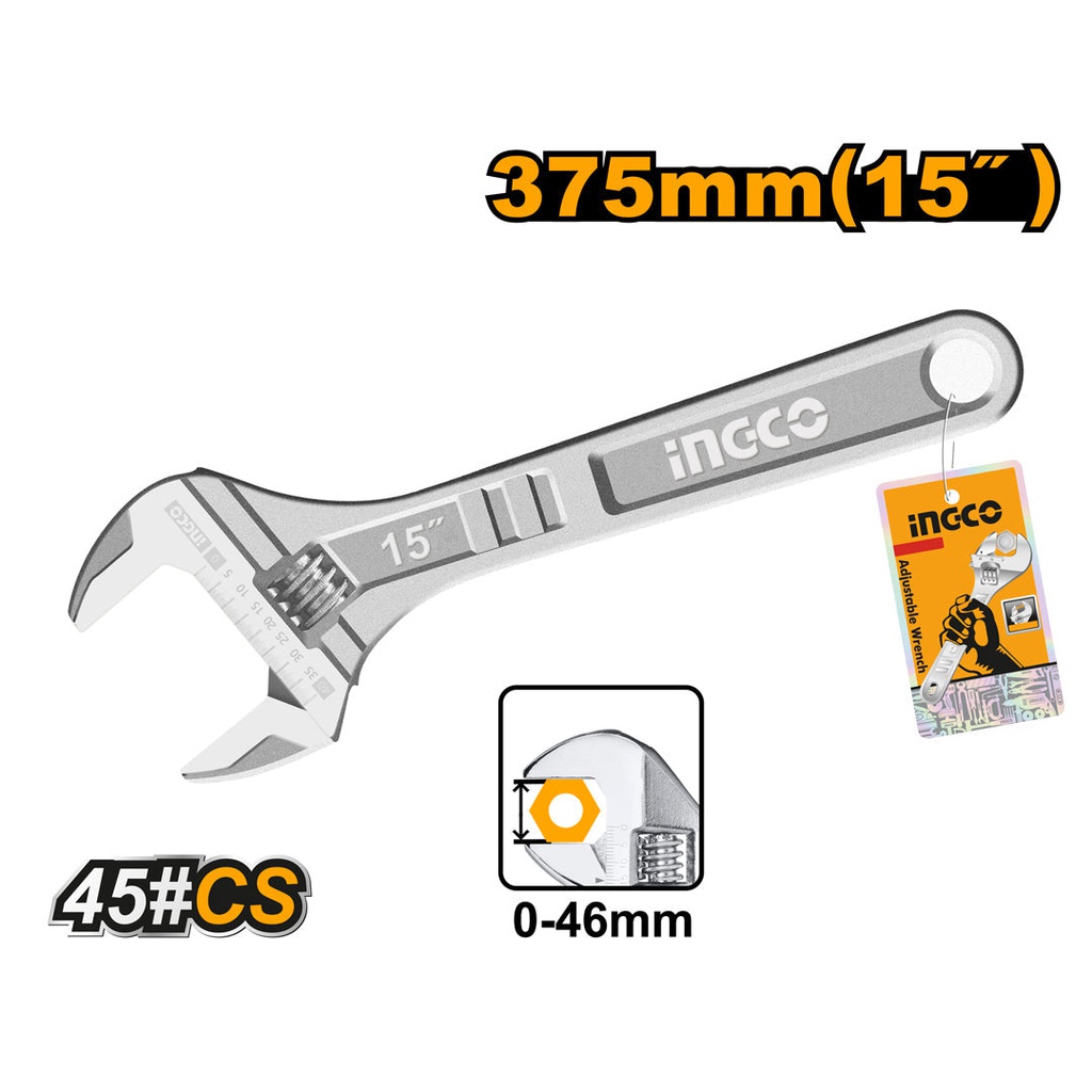 INGCO CLE A MOLETTE 375MM  0-46MM  [HADW131152]