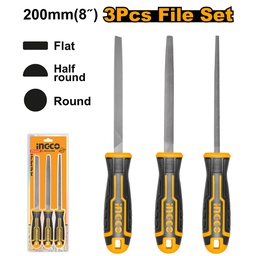 [HKTFS1308] INGCO SET DE 3 LIMES EN ACIER 200MM  