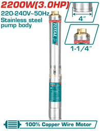 TOTAL POMPE DE PUITS PROFOND DE 4'' 2200W (3HP) [TWP522001
]