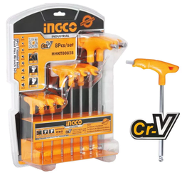 [HHKT80828] INGCO JEU DE 8 CLÉS HEXAGONALES À POINTE SPHÉRIQUE T ING [HHKT80828]