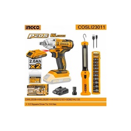 INGCO PACK BOULONNEUSE À CHOC SANS CHARBONS 20V [COSLI23011]