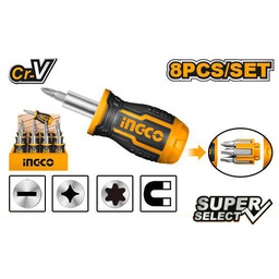 INGCO TOURNEVIS À CLIQUET + 7 EMBOUTS  [AKISDS1728]