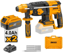 INGCO MARTEAU PERFORATEUR 26MM 20V + 2BATTERIES 4AH  [CRHLI202682]