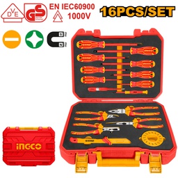 INGCO MALETTE 16PCS OUTILLAGE À MAIN ISOLÉ [HKITH1601]