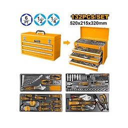 [HTCS221321] INGCO BOITE A OUTILS 3 TIROIRS 132PCS NR [HTCS221321]