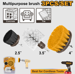 INGCO JEU DE 3 BROSSES DE NETTOYAGE POUR VISSEUSE NR [WCB0301]