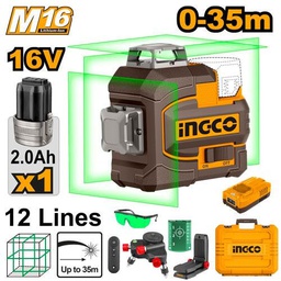 [HLL301201] INGCO NIVEAU LASER AUTO NIVELLEMENT 3D LIGNE VERT 16V  