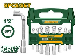 JADEVER JEU DE 8 CLÉS À PIPE COUDÉES EN L [JDTH4208]