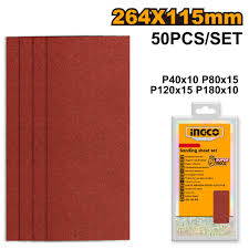 [AKFS2641151] INGCO JEU FEUILLES ABRASIVES PONCAGE 50PCS 264*115MM NR  