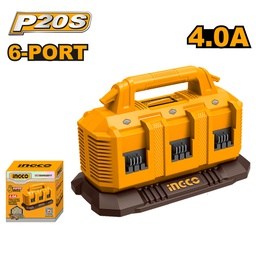 [FCLI2064] INGCO CHARGEUR À BATTERIES 20V 4AH 6PORTS  