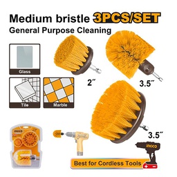 INGCO JEU DE 3 BROSSES DE NETTOYAGE POUR VISSEUSE À POILS SOUPLES [WCBM0301]