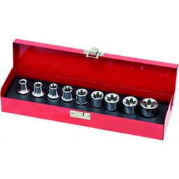[3050] COFFRET 9 PCS DOUILLES TORX FEMELLE T10 A T24 NOBEL