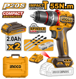 INGCO PERCEUSE VISSEUSE BRUSHLESS 20V+47 ACC 55NM-[CIDLI20558]