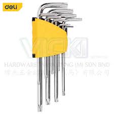 DELI Ensembles de 9 clés hexagonales Torx longues 1/16" - 3/8" [DL3091]