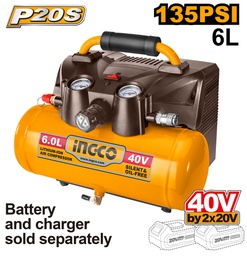 INGCO COMPRESSEUR SANS FIL BATTERIE 6L BATTERIE ET CHARGEUR NON INCLUS [CACLI2003]