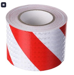 BANDE AUTOCOLLANTE REFLICHISSANTE 50MM 25M ROUGE/BLANC