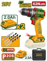 [JDCDP6281] JADEVER PERCEUSE VISSEUSE BRUSHLESS 20V 2BATTERIES 2.0A 62NM  