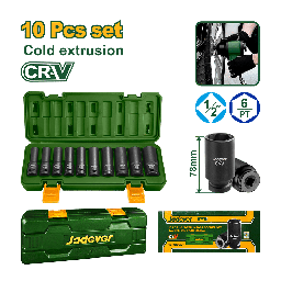 JADEVER JEU DE 10 DOUILLES A CHOC 1/2 LONG [JDMS2D02]