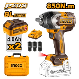 INGCO BOULONNEUSE A CHOC 850NM BRUSHLESS 20V+2BAT  [CIWLI2085]