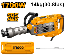 INGCO MARTEAU BURINEUR 14KG 1700W + 2 BURINS  [PDB170068]