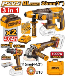 INGCO PACK PERFORATEUR+MEULEUSE+PERCEUSE 66NM BRUSHLESS  CKLI202598 [COSLI241198]