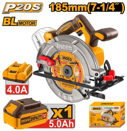 INGCO SCIE CIRCULAIRE BRUSHLESS 20V + BAT 5AH + CHARGEUR  [CSLI18513]