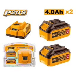 [FBCPK1424] INGCO PACK 2 BATTERIE + CHARGEUR 4Ah [FBCPK1424]