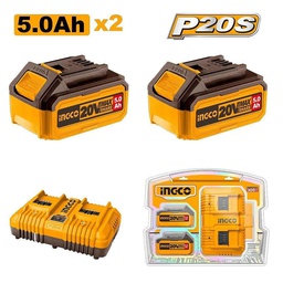INGCO PACK 2 BATTERIES 5Ah + CHARGEUR [FBCPK2425]