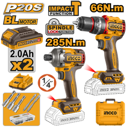 [CKLI20277] INGCO PACK VISSEUSE 20V 66NM ET VISSEUSE A CHOC 20V NR [CKLI20277]
