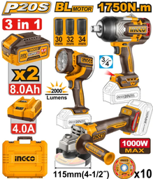 [COSLI250593] INGCO PACK MEULEUSE+BOULONNEUSE 1750NM+TORCHE 