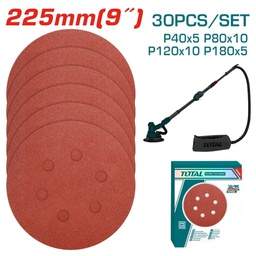 TOTAL JEU DE FEUILLES ABRASIVES POUR PONCEUSE GIRAFFE 225MM [TAC225030]