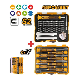 [HKSDB0458] INGCO ENSEMBLE DE TOURNEVIS ET EMBOUTS DE PRECISION 45 PCS  
