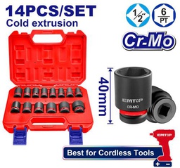 [EMSSD12141] EMTOP COFFRET DE 14 DOUILLES À CHOC  1/2" [EMSSD12141]