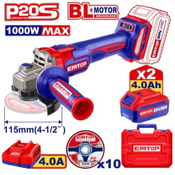 [ELAG271532] EMTOP MEULEUSE 115MM 1000W SANS FIL 20V + 2 BATTERIES 4.0AH [ELAG271532]
