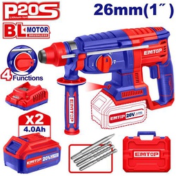 [ELRH202287] EMTOP MARTEAU PERFORATEUR 26MM SANS FIL 20V + 2 BATTERIES 4.0AH [ELRH202287]