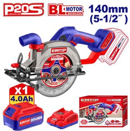 [ELCS14021] EMTOP SCIE CIRCULAIRE 140MM SANS FIL 20V + BATTERIE 4.0AH [ELCS14021]